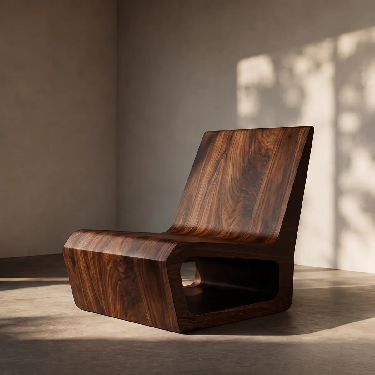 Sculptural Low Profile Lounge Chair | Modern Minimalist Curved Accent Chair