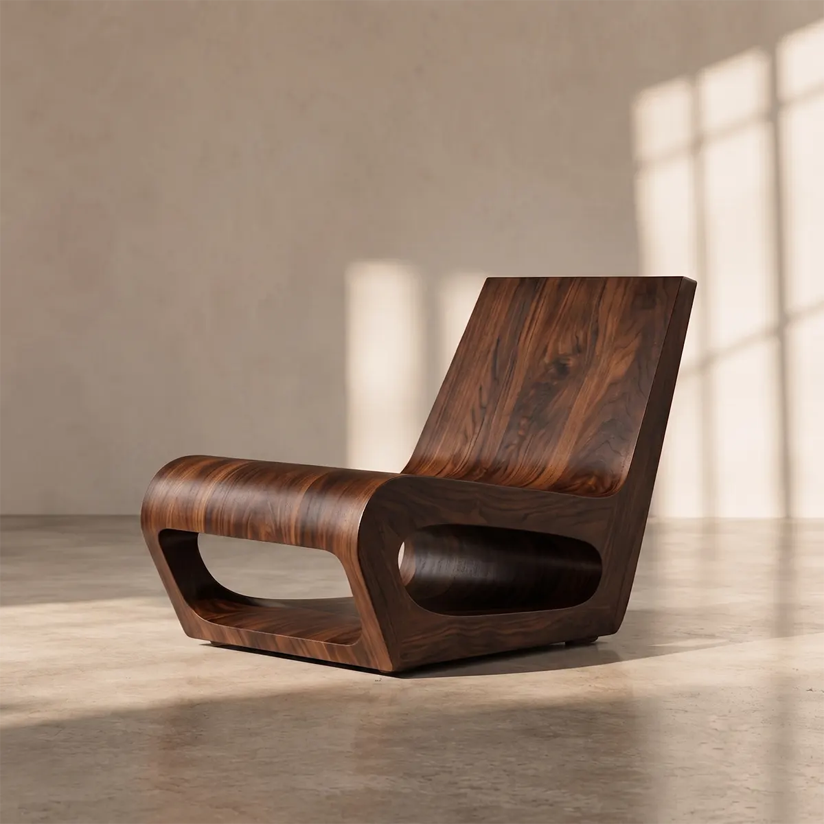 Modern Sculptural Lounge Chair | Curved Armless Accent Chair for Living Room & Reading Corner