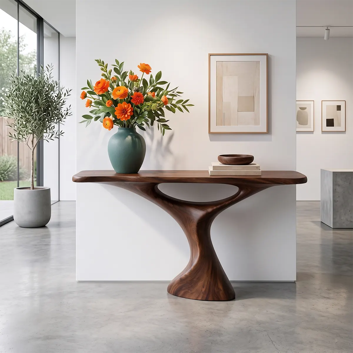 Sculptural Modern Console Table with Organic Curved Silhouette for Entryway & Living Room TT006-7778
