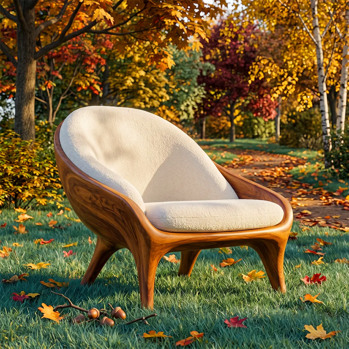 Sculptural Curved Accent Chair with Arms | Modern Lounge Chair for Living Room & Bedroom