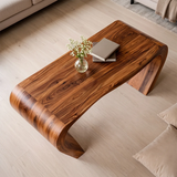 Solid Wood Waterfall Coffee Table | Modern Curved Wooden Coffee Table TT006-9943