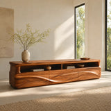 Modern Organic TV Stand with Sculpted Cabinets | Open Display Media Console TT006-5EKO4LA
