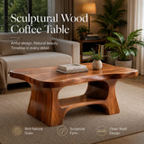 Solid Wood Coffee Table with Open Shelf | Modern Handmade Living Room Furniture TT006-3190