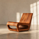 Modern Sculptural Lounge Chair | Curved Armless Accent Chair for Living Room & Reading Corner