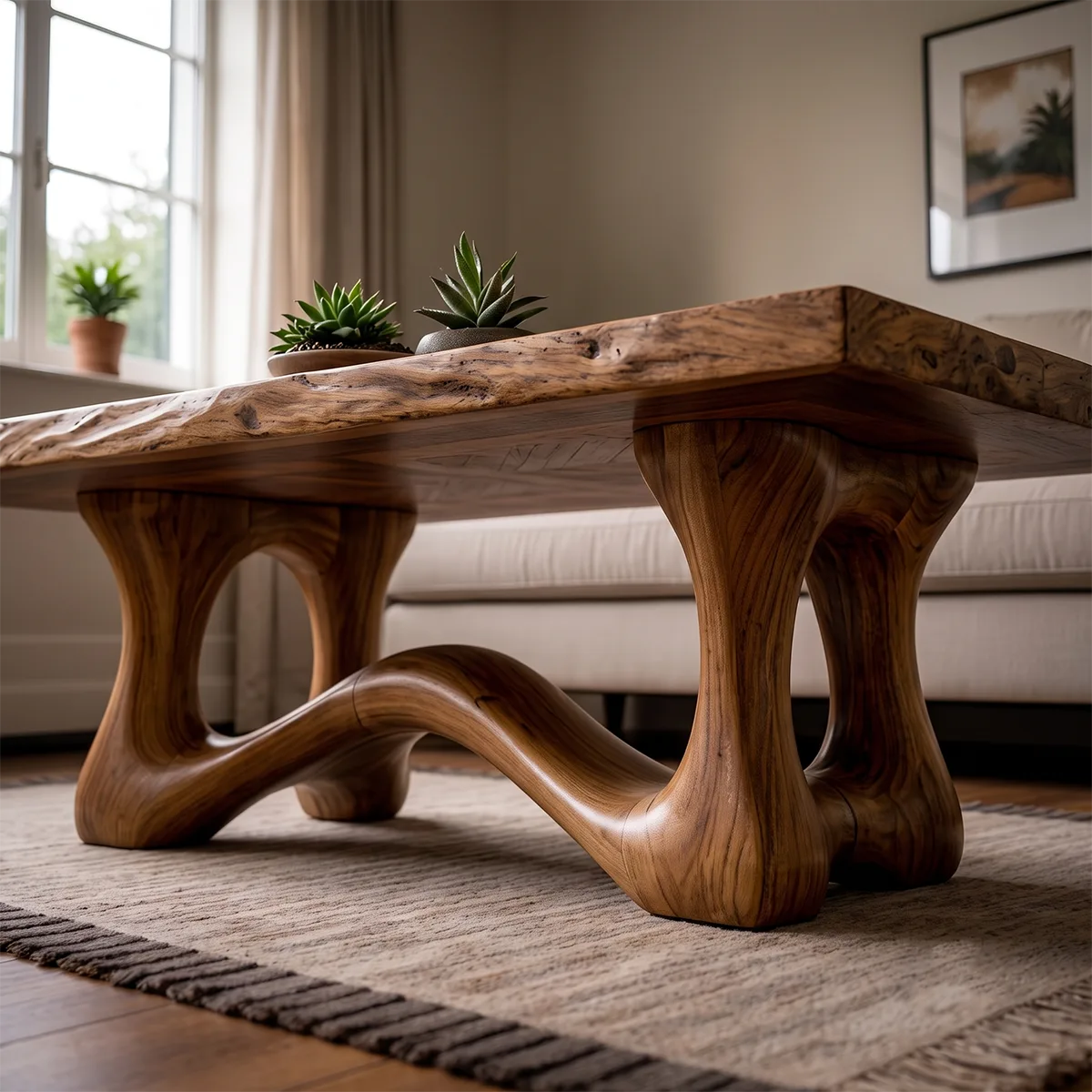 Solid Wood Coffee Table | Handmade Live Edge Coffee Table for Modern Living Room TT006-6482