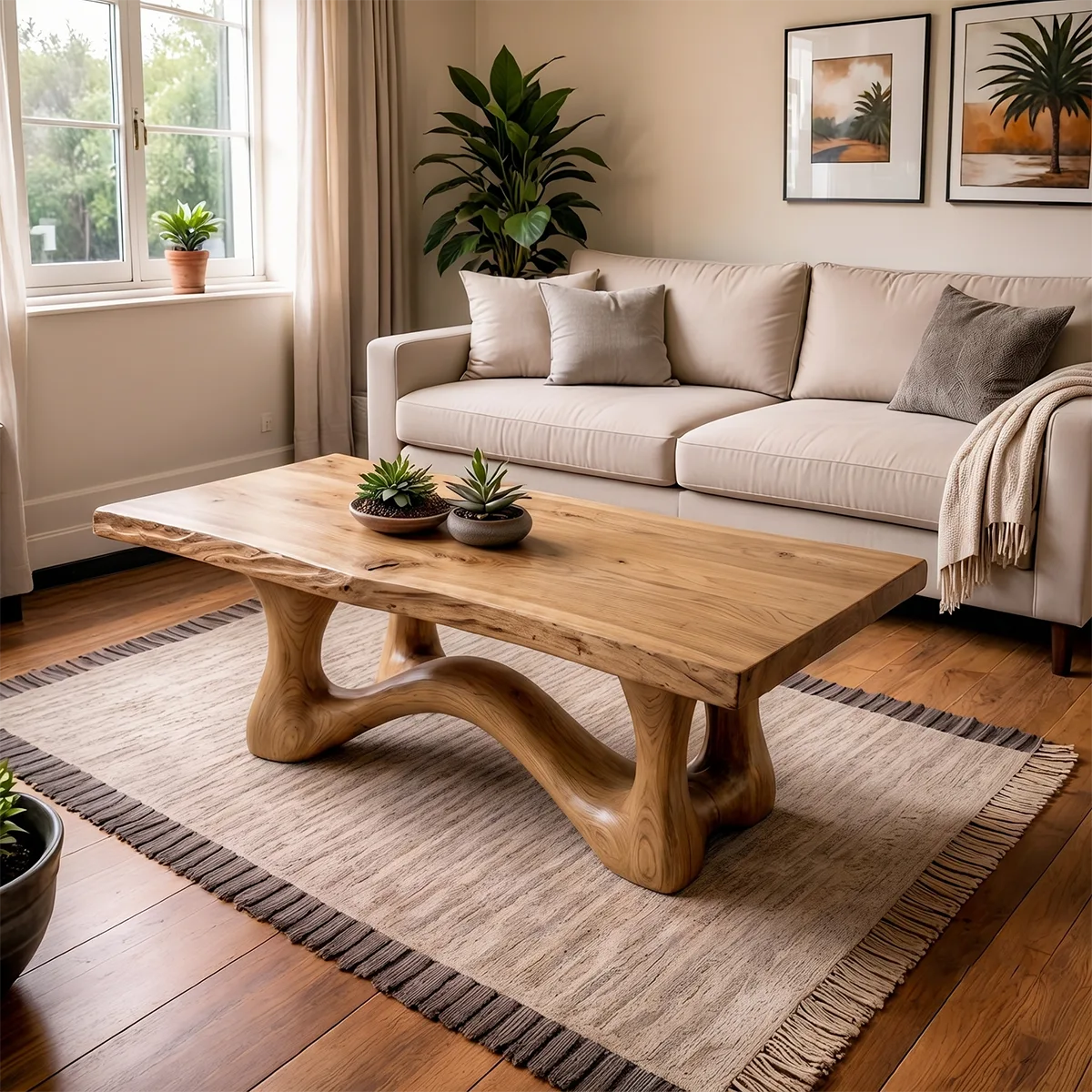 Solid Wood Coffee Table | Handmade Live Edge Coffee Table for Modern Living Room TT006-6482