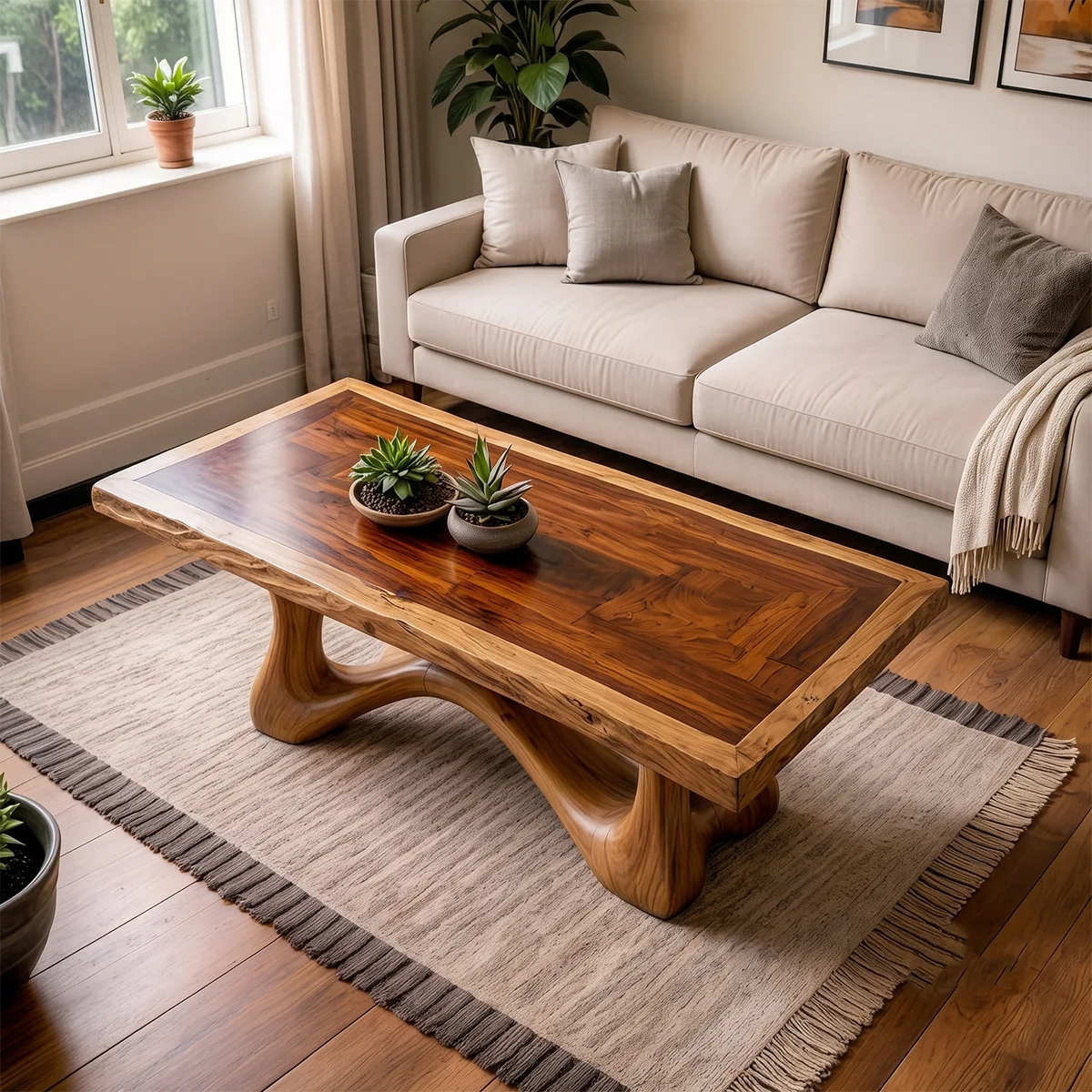 Solid Wood Coffee Table | Handmade Live Edge Coffee Table for Modern Living Room TT006-6482