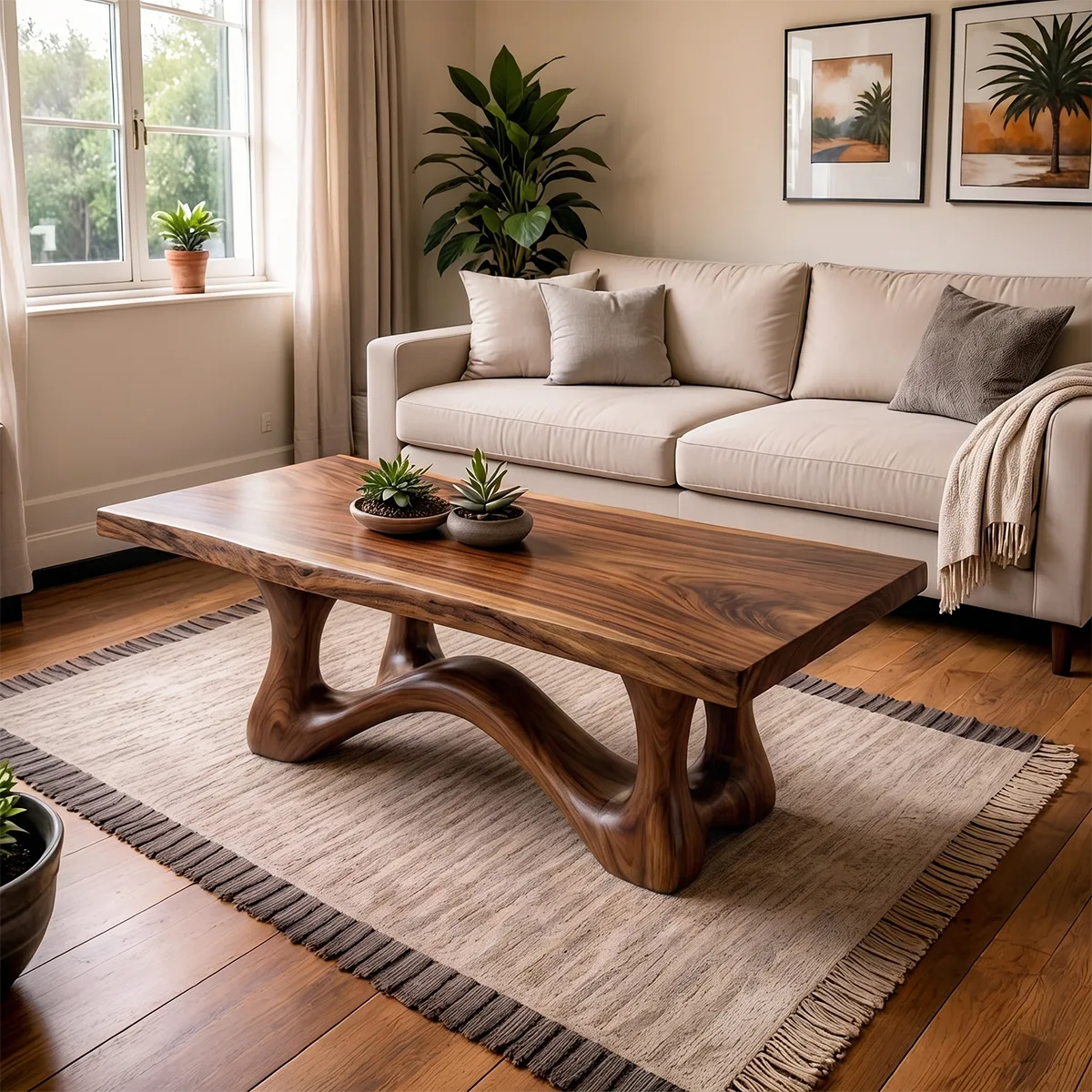 Solid Wood Coffee Table | Handmade Live Edge Coffee Table for Modern Living Room TT006-6482