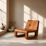 Sculptural Low Lounge Chair | Modern Armless Accent Chair with Curved Seat & Open Geometric Base