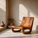 Sculptural Low Lounge Chair | Modern Organic Accent Chair with Open Loop Base