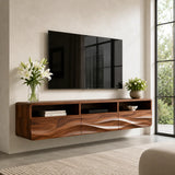 Organic Modern Floating TV Stand with Open Shelving & Three Drawers TT006-8JIK6GK