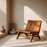 Sculptural Armless Lounge Chair | Modern Organic Accent Chair with Open Frame Base