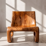 Sculptural Lounge Chair with Rounded Loop Base | Organic Modern Wood Accent Chair