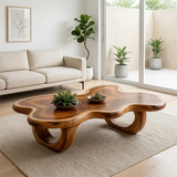 Modern Organic Wood Coffee Table with Freeform Top & Sculptural Base TT006-8349