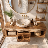 Floating Solid Wood Bathroom Vanity | Modern Wall Mounted Bathroom Vanity with Storage