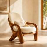 Sculptural Curved Lounge Chair with Arms | Modern Reading Chair for Living Room & Bedroom