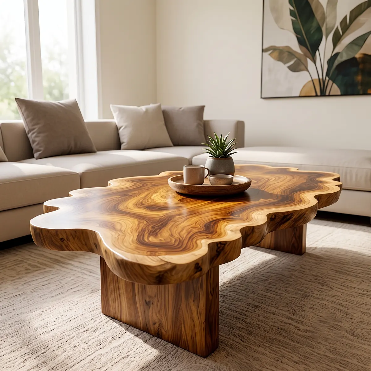 Live Edge Solid Wood Coffee Table | Organic Natural Slab Coffee Table for Modern Living Room TT006-2090