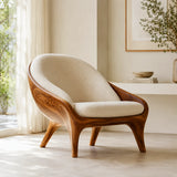 Sculptural Curved Accent Chair with Arms | Modern Lounge Chair for Living Room & Bedroom