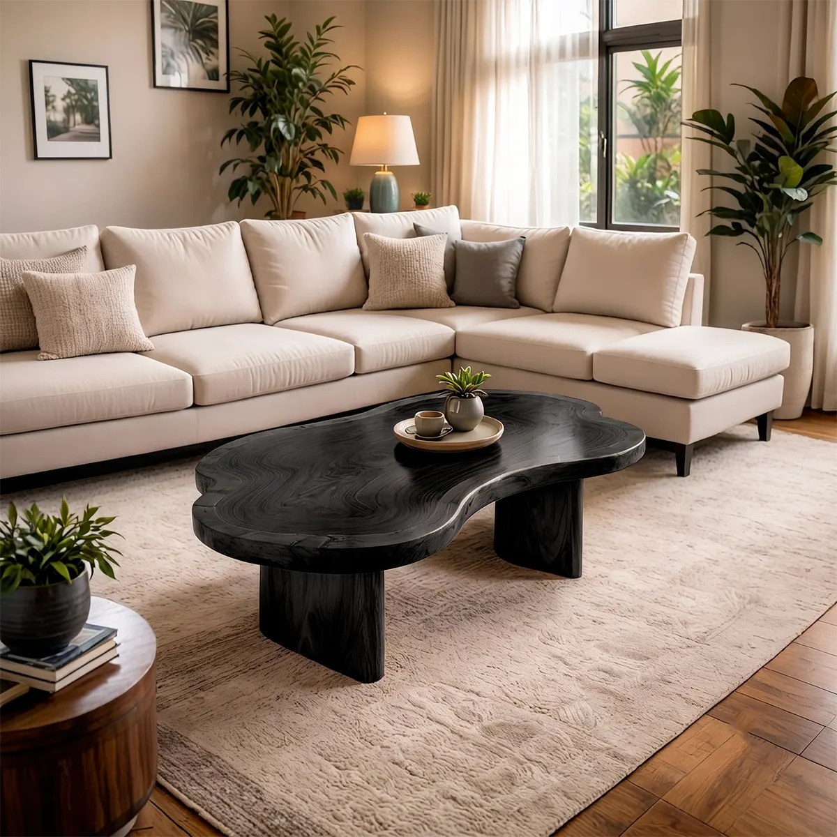 Organic Freeform Live Edge Solid Wood Coffee Table | Handcrafted Natural Slab Center Table TT006-5288
