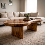 Organic Freeform Live Edge Solid Wood Coffee Table | Handcrafted Natural Slab Center Table TT006-5288