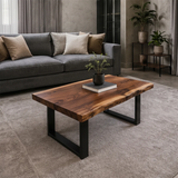 Rectangular Live Edge Solid Wood Coffee Table | Modern Rustic Center Table for Living Room TT006-9786