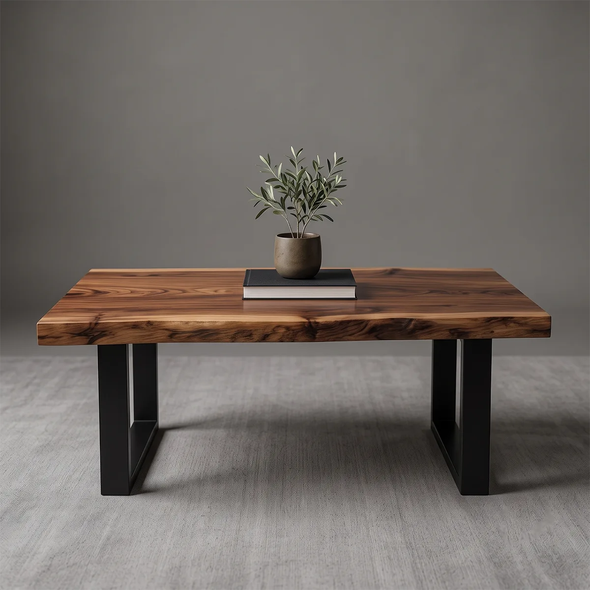 Rectangular Live Edge Solid Wood Coffee Table | Modern Rustic Center Table for Living Room TT006-9786