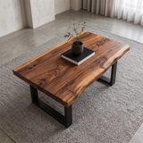 Rectangular Live Edge Solid Wood Coffee Table | Modern Rustic Center Table for Living Room TT006-9786