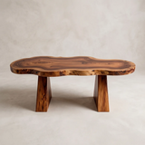 Organic Live Edge Solid Wood Coffee Table | Handcrafted Freeform Center Table for Living Room TT006-3962