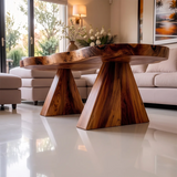 Organic Live Edge Solid Wood Coffee Table | Handcrafted Freeform Center Table for Living Room TT006-3962
