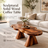 Organic Live Edge Solid Wood Coffee Table | Handcrafted Freeform Center Table for Living Room TT006-3962