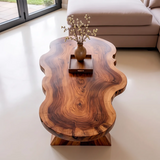 Organic Live Edge Solid Wood Coffee Table | Handcrafted Freeform Center Table for Living Room TT006-3962