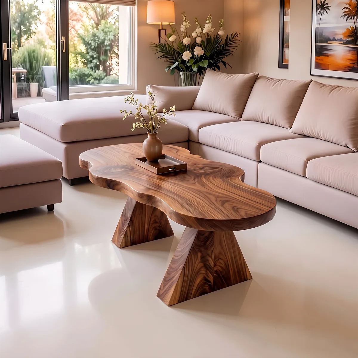 Organic Live Edge Solid Wood Coffee Table | Handcrafted Freeform Center Table for Living Room TT006-3962