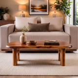 Rounded Rectangle Solid Wood Coffee Table | Modern Minimalist Center Table for Living Room TT006-3891
