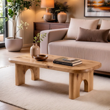 Rounded Rectangle Solid Wood Coffee Table | Modern Minimalist Center Table for Living Room TT006-3891