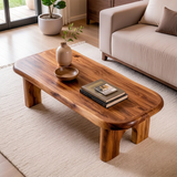 Rounded Rectangle Solid Wood Coffee Table | Modern Minimalist Center Table for Living Room TT006-3891