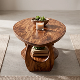 Organic Solid Wood Coffee Table with Storage Shelf | Modern Living Room Center Table TT006-9336