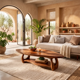Organic Solid Wood Coffee Table with Storage Shelf | Modern Living Room Center Table TT006-9336