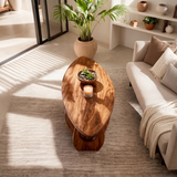 Organic Solid Wood Coffee Table with Storage Shelf | Modern Living Room Center Table TT006-9336