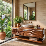 Floating Bathroom Vanity with Sculpted Doors | Modern Wall Mounted Vanity TH003-3XFL3MZ