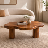 Organic Cloud Coffee Table | Solid Wood Modern Center Table for Living Room TT006-4713