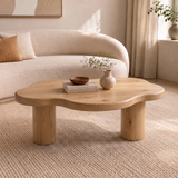 Organic Cloud Coffee Table | Solid Wood Modern Center Table for Living Room TT006-4713
