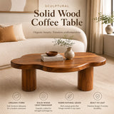 Organic Cloud Coffee Table | Solid Wood Modern Center Table for Living Room TT006-4713