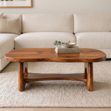 Organic Solid Wood Coffee Table with Storage Shelf | Modern Living Room Center Table TT006-4423