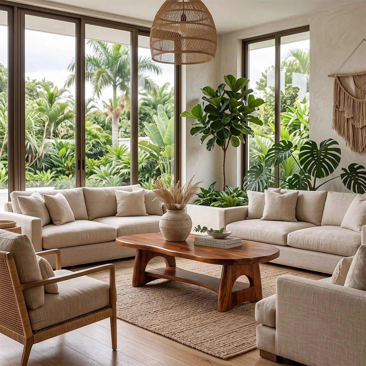 Organic Solid Wood Coffee Table with Storage Shelf | Modern Living Room Center Table TT006-4423