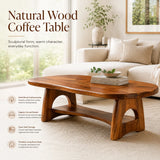 Organic Solid Wood Coffee Table with Storage Shelf | Modern Living Room Center Table TT006-4423