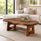 Organic Solid Wood Coffee Table with Storage Shelf | Modern Living Room Center Table TT006-4423