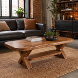 Modern Solid Wood Coffee Table with Storage Shelf | Rustic Living Room Center Table TT006-2270