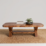 Modern Solid Wood Coffee Table with Storage Shelf | Rustic Living Room Center Table TT006-2270