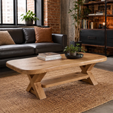 Modern Solid Wood Coffee Table with Storage Shelf | Rustic Living Room Center Table TT006-2270