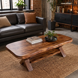 Modern Solid Wood Coffee Table with Storage Shelf | Rustic Living Room Center Table TT006-2270